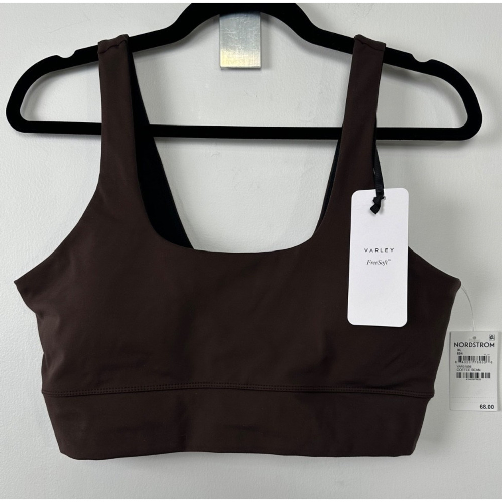 NEW Varley Women's Freesoft Cori Bra XL Coffee Bean Square Neck $68 D29